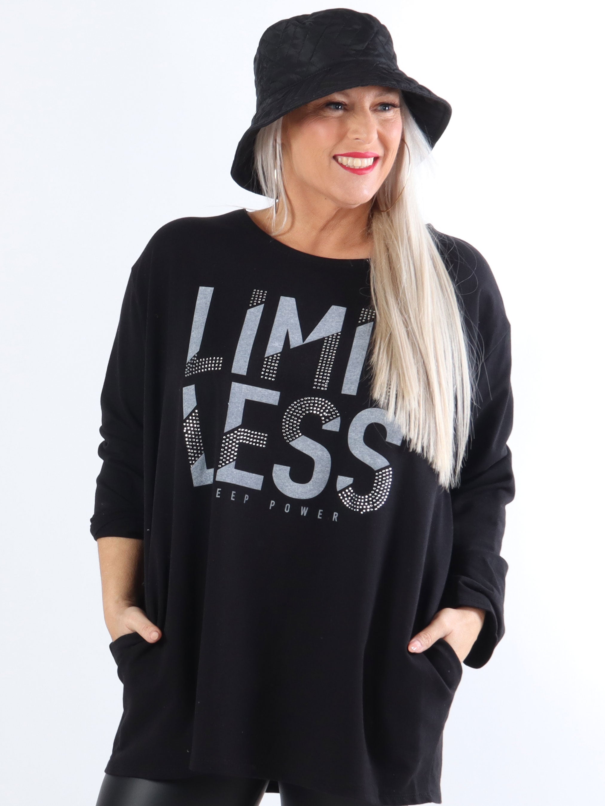 Limitless - Joggingblus i stora storlekar med text och liknande - Rose